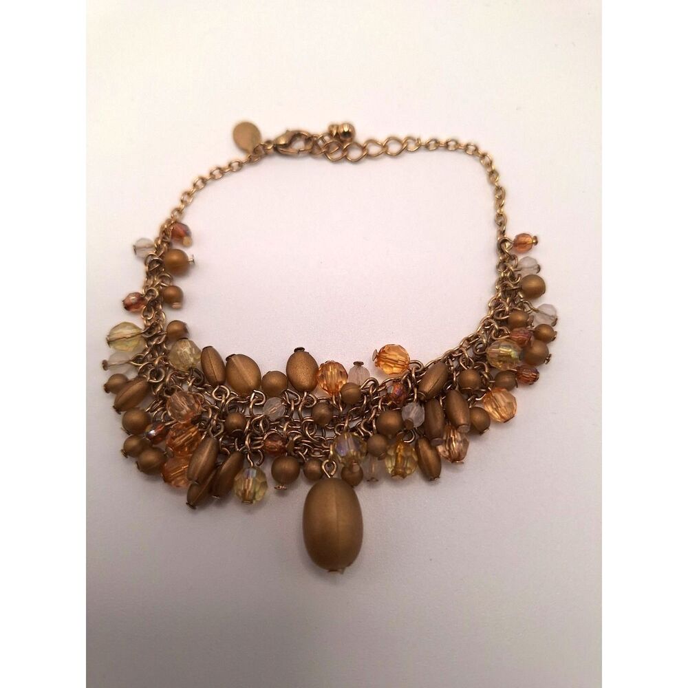 Beaded bracelet drop dangle acrylic gold transparent opaque by Premier Designs